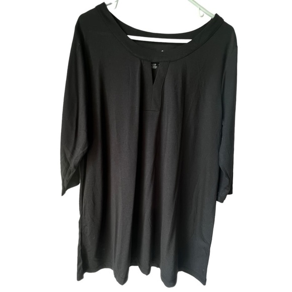 Women's Hanes Keyhole neckTunic casual  black 3/4 sleeve soft fabric size XL - Picture 2 of 10